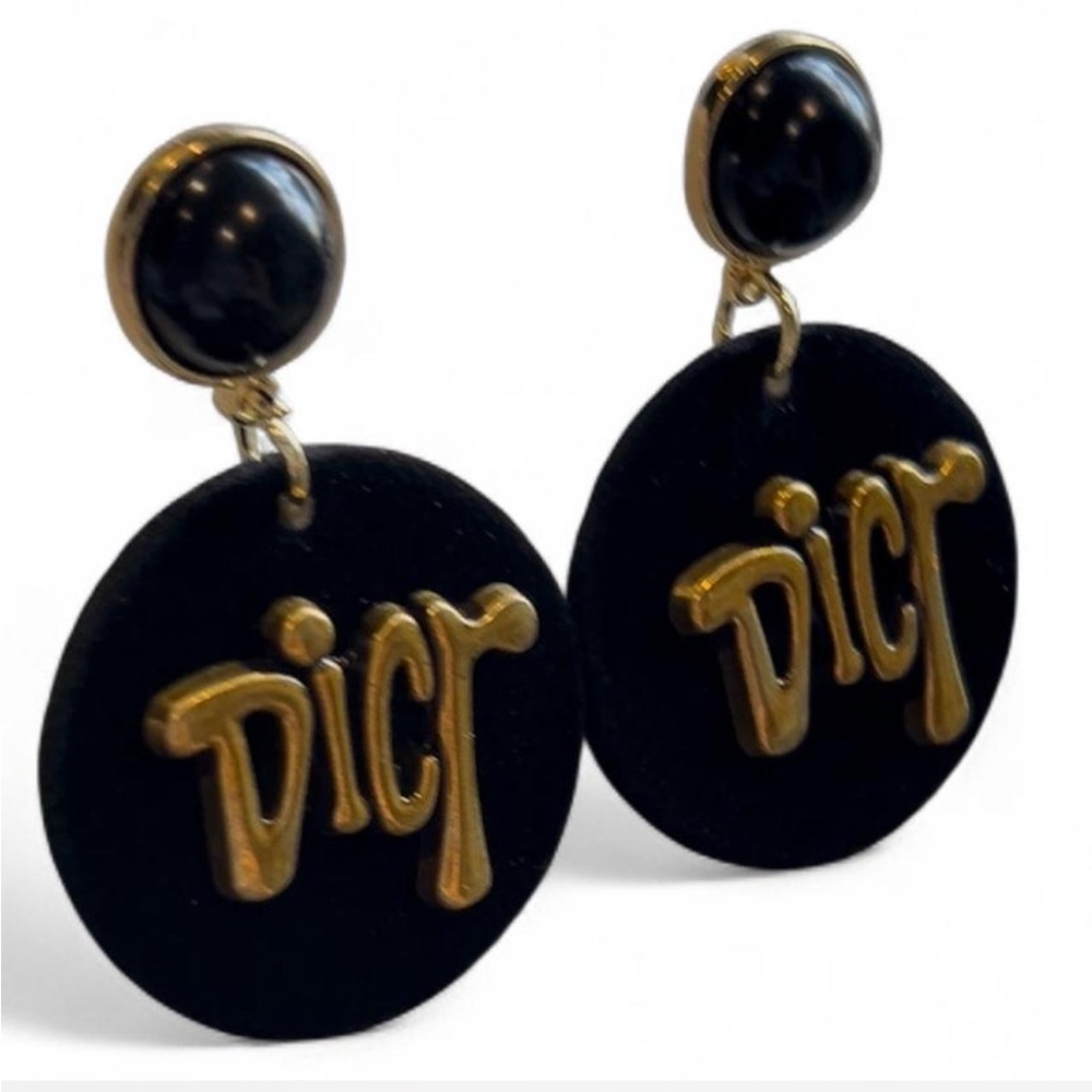 Black and Gold Round D Fashion Jewelry Earrings
